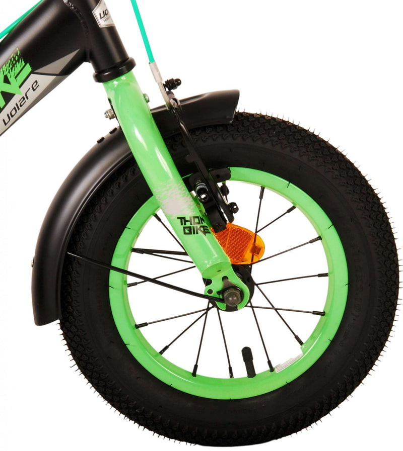 Afbeelding laden in galerijviewer, Volare Thombike Kinderfiets Jongens 12 inch Zwart Groen Twee Handremmen