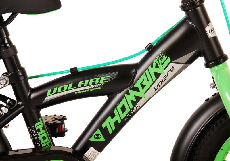 Afbeelding laden in galerijviewer, Volare Thombike Kinderfiets Jongens 12 inch Zwart Groen Twee Handremmen