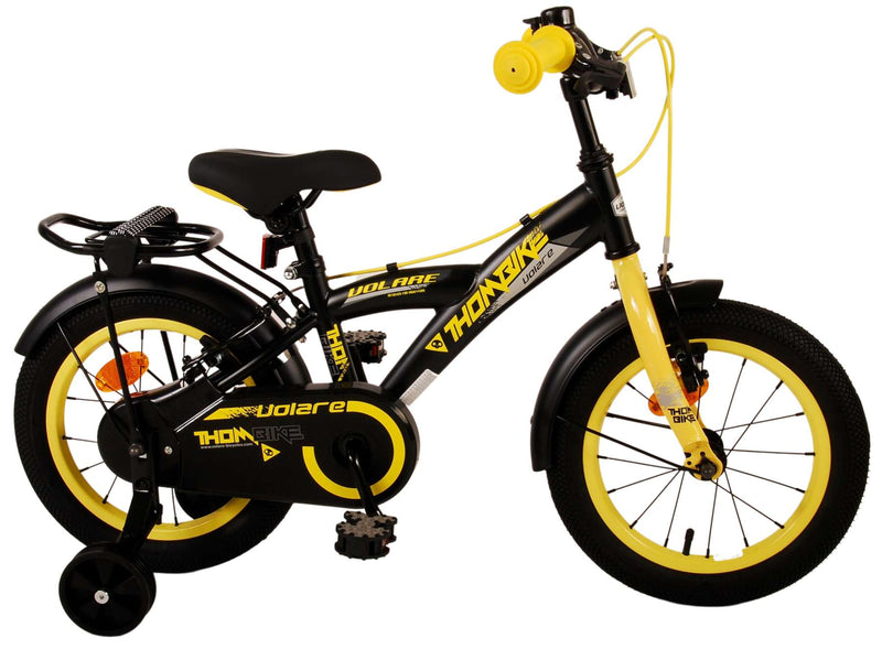 Afbeelding laden in galerijviewer, Volare Thombike Kinderfiets Jongens 14 inch Zwart Geel Twee Handremmen