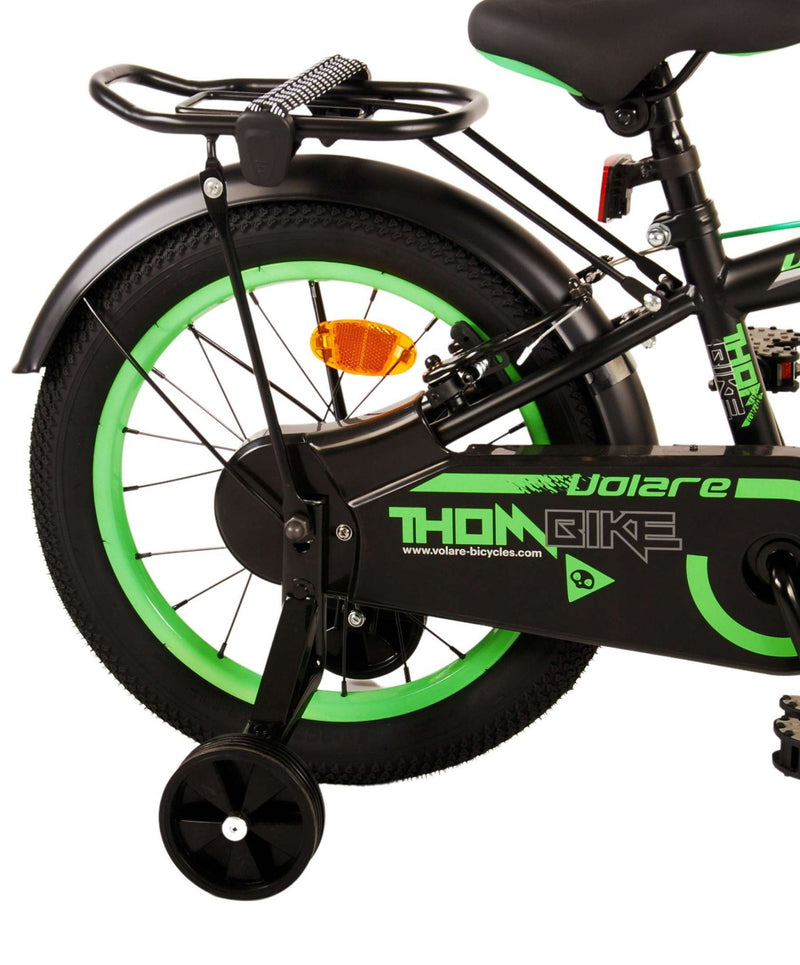 Afbeelding laden in galerijviewer, Volare Thombike Kinderfiets - Jongens - 16 inch - Zwart Groen - Twee Handremmen