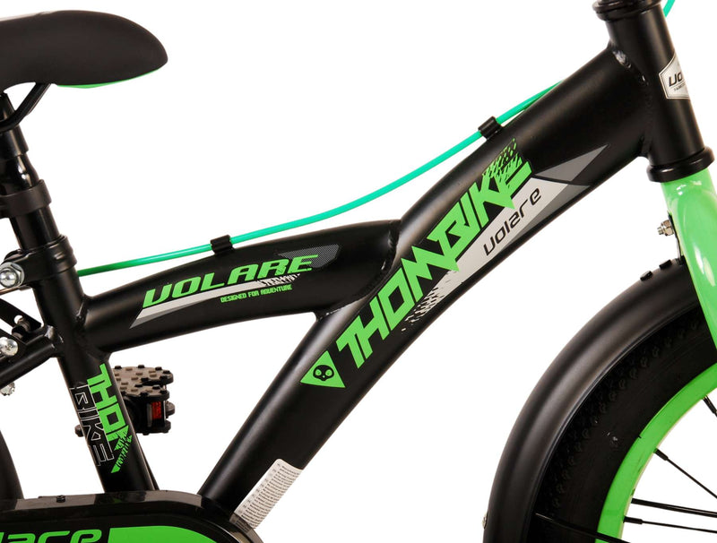 Afbeelding laden in galerijviewer, Volare Thombike Kinderfiets - Jongens - 16 inch - Zwart Groen - Twee Handremmen