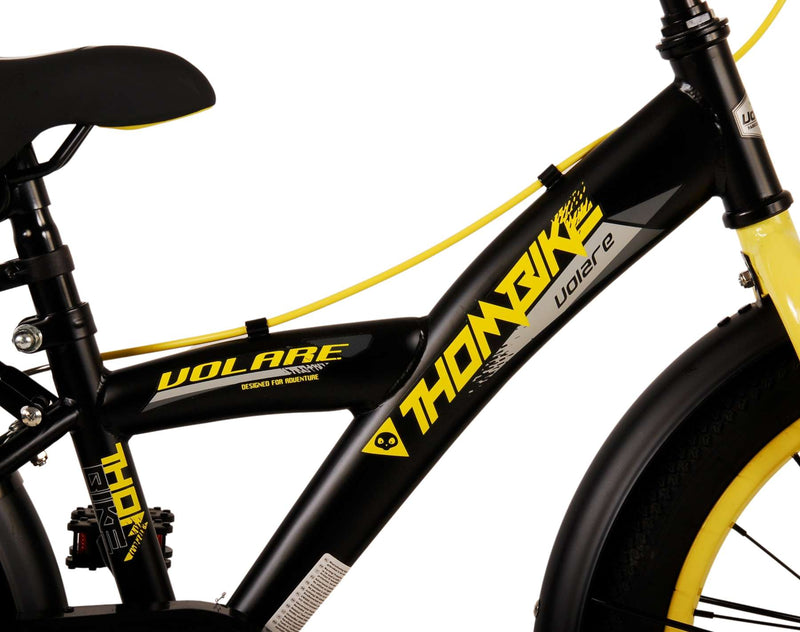 Afbeelding laden in galerijviewer, Volare Thombike Kinderfiets Jongens 18 inch Zwart Geel Twee handremmen