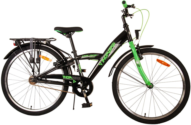 Afbeelding laden in galerijviewer, Volare Thombike Kinderfiets - Jongens - 24 inch - Zwart Groen - Twee handremmen