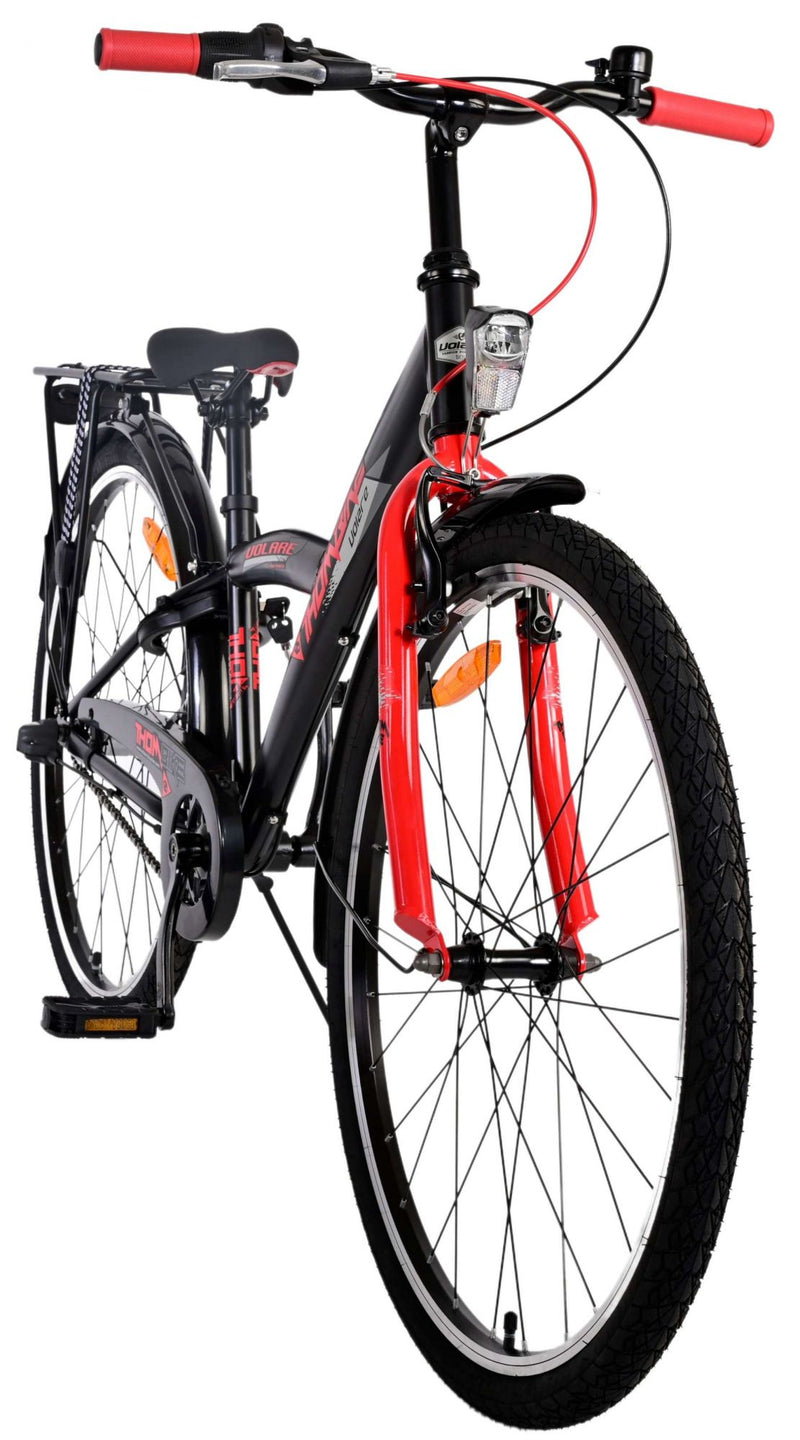 Afbeelding laden in galerijviewer, Volare Thombike Kinderfiets - Jongens - 26 inch - Zwart Rood - 3 versnellingen