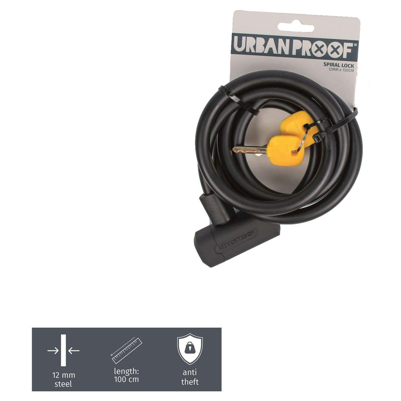 Afbeelding laden in galerijviewer, Urbanproof spiraalslot 12mm*150cm zwart