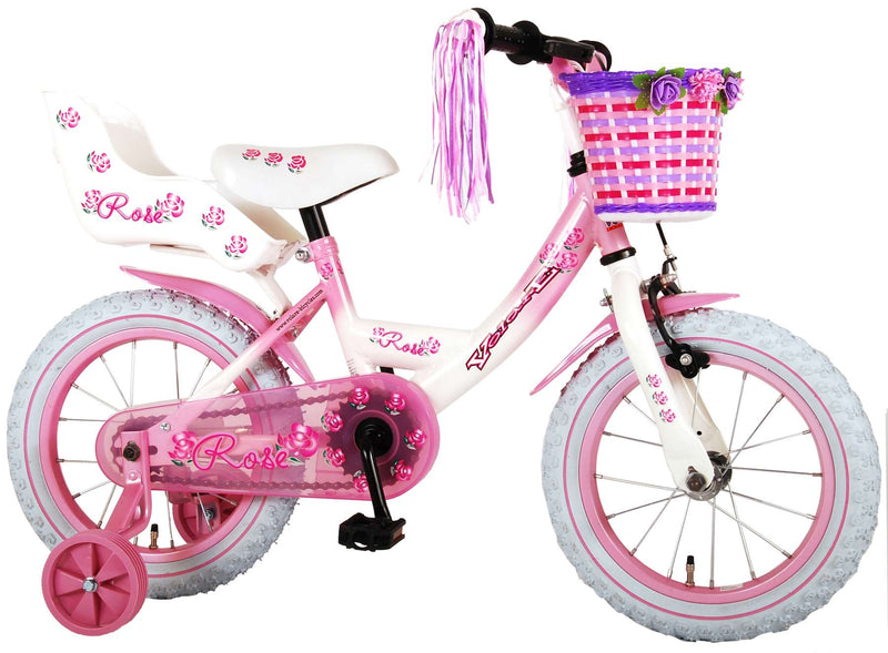 Afbeelding laden in galerijviewer, Volare Rose Kinderfiets Meisjes 14 inch Roze Wit 95% afgemonteerd