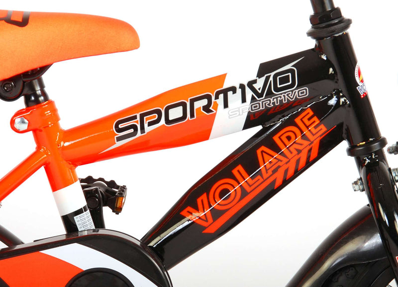 Afbeelding laden in galerijviewer, Volare Sportivo Kinderfiets Jongens 12 inch Neon Oranje Zwart 95% afgemonteerd