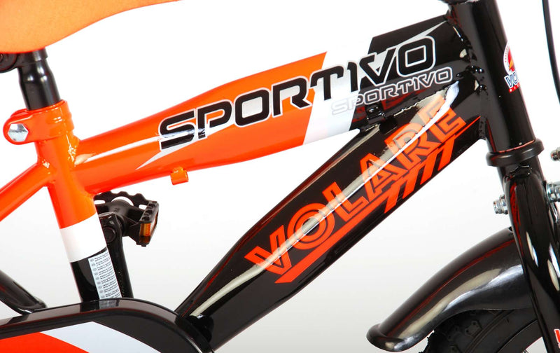 Afbeelding laden in galerijviewer, Volare Sportivo Kinderfiets Jongens 14 inch Neon Oranje Zwart 95% afgemonteerd
