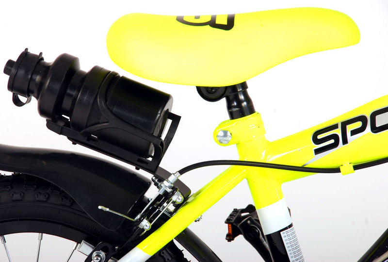 Afbeelding laden in galerijviewer, Volare Sportivo Kinderfiets Jongens 14 inch Neon Geel Zwart Twee Handremmen 95% afgemonteerd