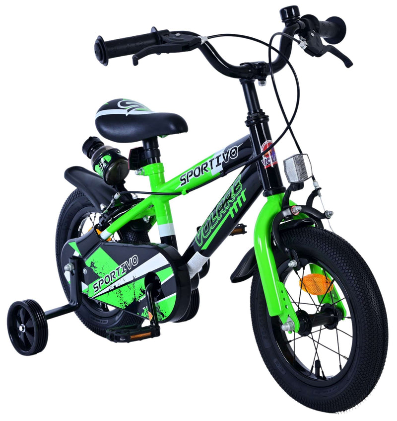 Afbeelding laden in galerijviewer, Volare sportivo kinderfiets - jongens - 12 inch - groen zwart - twee handremmen