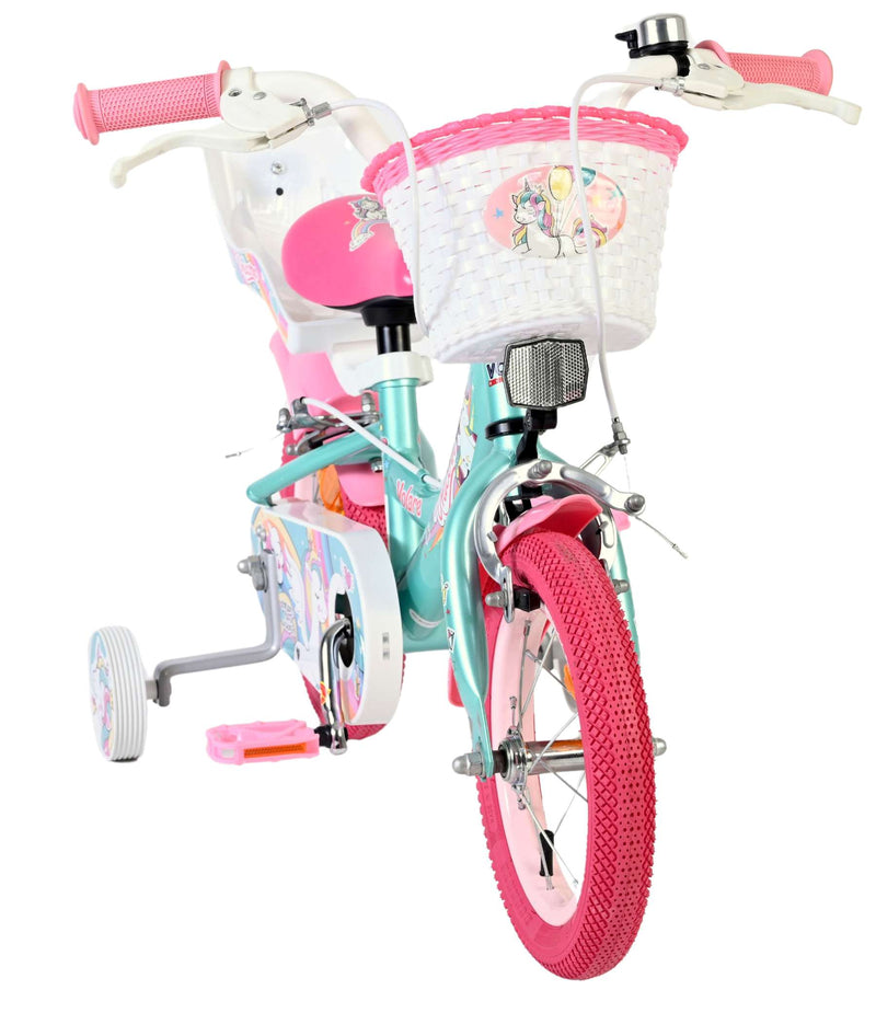 Afbeelding laden in galerijviewer, Volare unicorn kinderfiets - meisjes - 12 inch - groen - twee handremmen