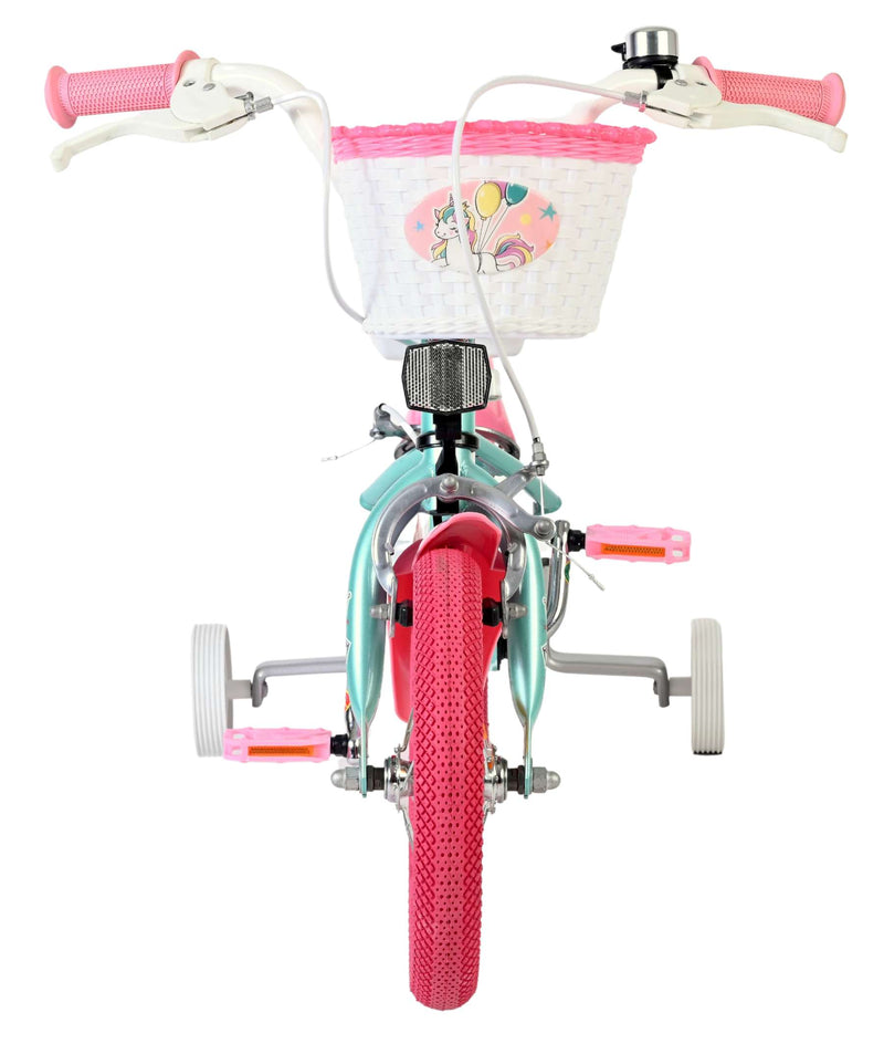 Afbeelding laden in galerijviewer, Volare unicorn kinderfiets - meisjes - 12 inch - groen - twee handremmen