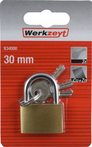 Afbeelding laden in galerijviewer, Werkzeyt hangslot 30mm ms - b34000