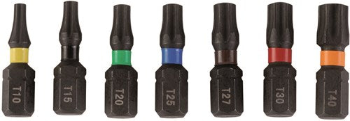 Afbeelding laden in galerijviewer, Bahco torsiebit 1 4 | heavy-duty | voor torx® schroeven | gekleurd | t20 x 25 mm - retailverpakking - 66im t20c-2p