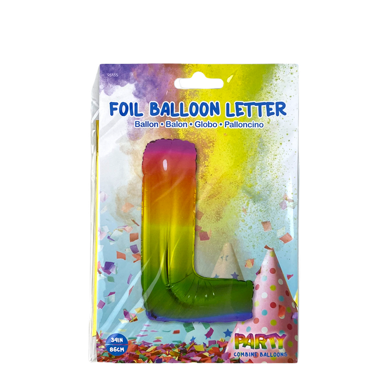 Afbeelding laden in galerijviewer, Ballon folie letter l rainbow 86cm