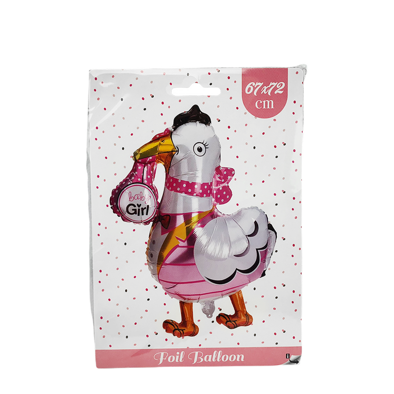 Afbeelding laden in galerijviewer, Ballon folie ooievaar baby girl 67x72cm