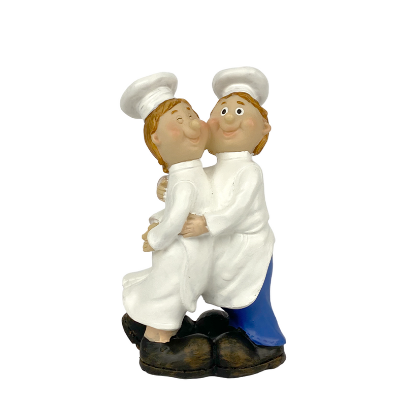 Afbeelding laden in galerijviewer, Beeldje deco kok knuffelende koks
