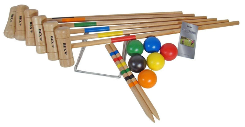 Afbeelding laden in galerijviewer, Bex Croquetset Original 6 spelers rubberhout blank
