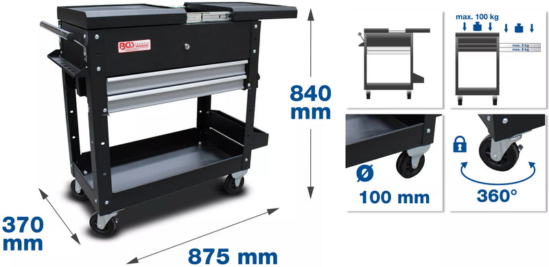 Afbeelding laden in galerijviewer, Bgs technic workshop trolley 2 drawers