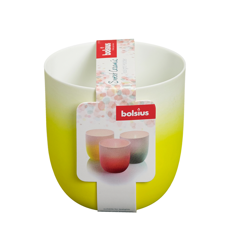 Afbeelding laden in galerijviewer, Bolsius theelichthouder keramiek sweet yellow 75 70mm