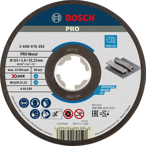 Afbeelding laden in galerijviewer, Bosch accessoires x-lock slijpschijf expert for metal 115x1.6x22.23mm, recht - 1 stuk(s) - 2608619252
