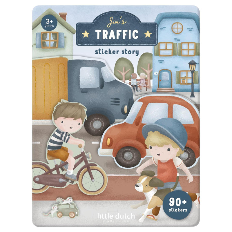 Afbeelding laden in galerijviewer, Little dutch stickerboekje jim friends - 90+ stickers met speelachtergrond - creatief speelgoed vanaf 3 jaar - verkeer