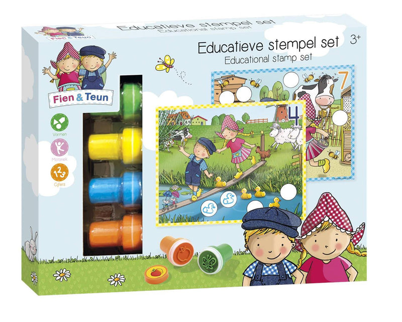 Afbeelding laden in galerijviewer, Fien teun creatieve stempelset, stempels en gekleurde kaarten - creatief, educatief speelgoed - boerderij speelgoed - vanaf 3 jaar - bambolino toys