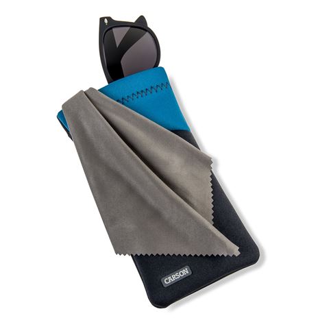 Afbeelding laden in galerijviewer, Carson neoprene brillenhoesje met microvezeldoekje - grijs blauw