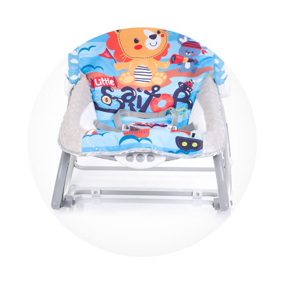 Afbeelding laden in galerijviewer, Chipolino baby spa wipstoel met muziek en kalmerende trillingen blauw grijs