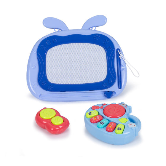 Afbeelding laden in galerijviewer, Chipolino Funny Game Loopwagen met Piano, Telefoon Tekenbord Blauw