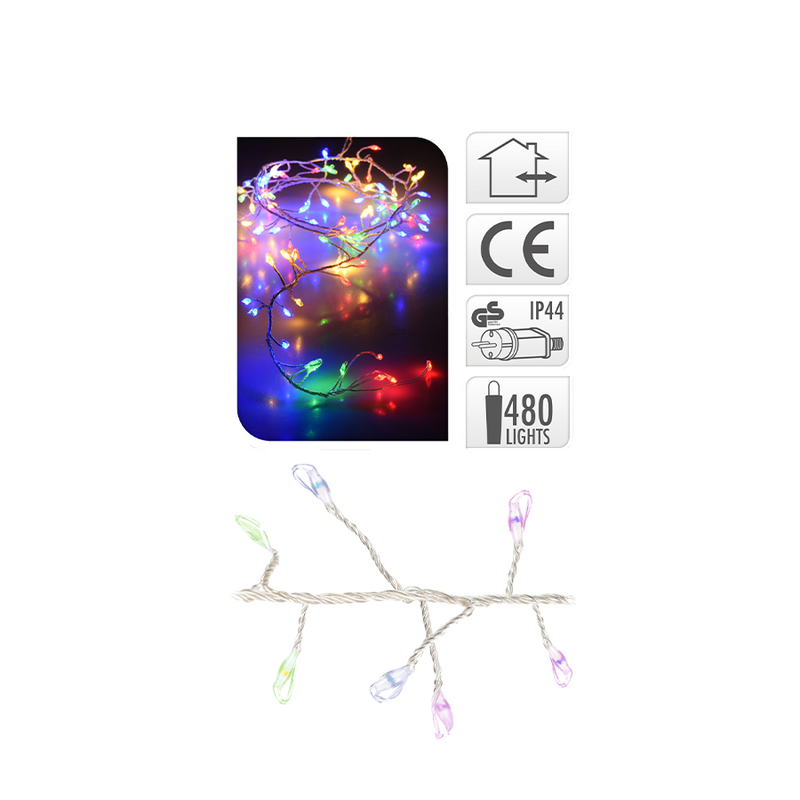 Afbeelding laden in galerijviewer, Clusterdraad led multicolor 480 leds 480cm