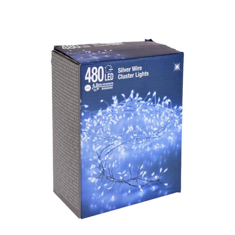Afbeelding laden in galerijviewer, Clusterdraad wit 480 leds 480cm
