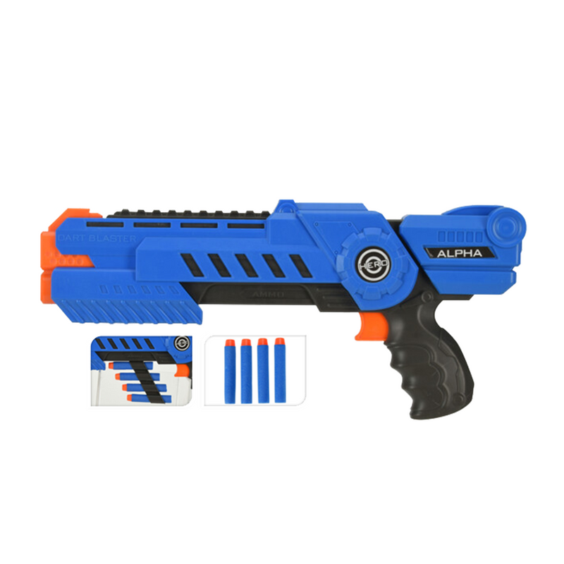 Afbeelding laden in galerijviewer, Dart gun alpha met 4 darts blauw 35,5cm