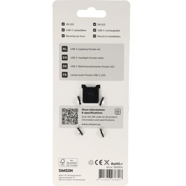 Afbeelding laden in galerijviewer, Simson koplamp pocket usb-c wit