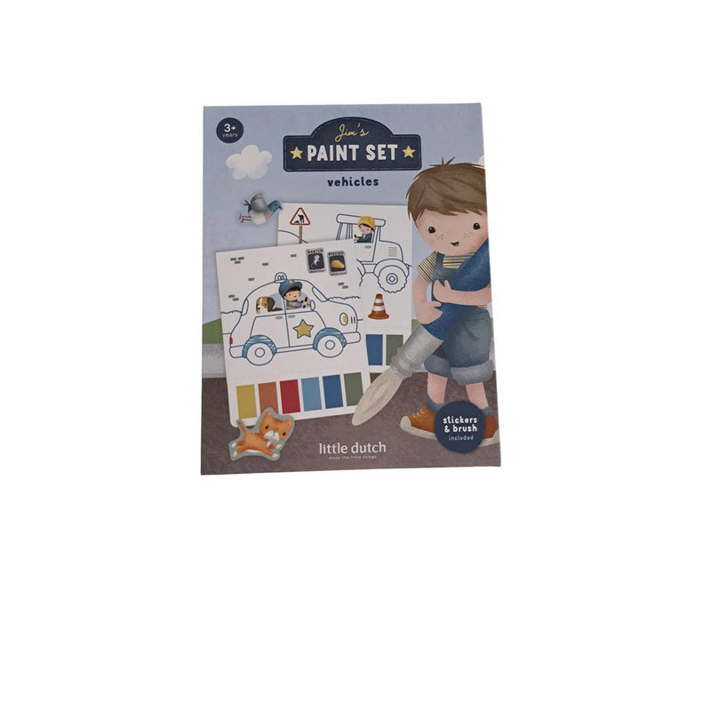 Afbeelding laden in galerijviewer, Little dutch waterverfset jim voetuigen - incl. kwast en stickers
