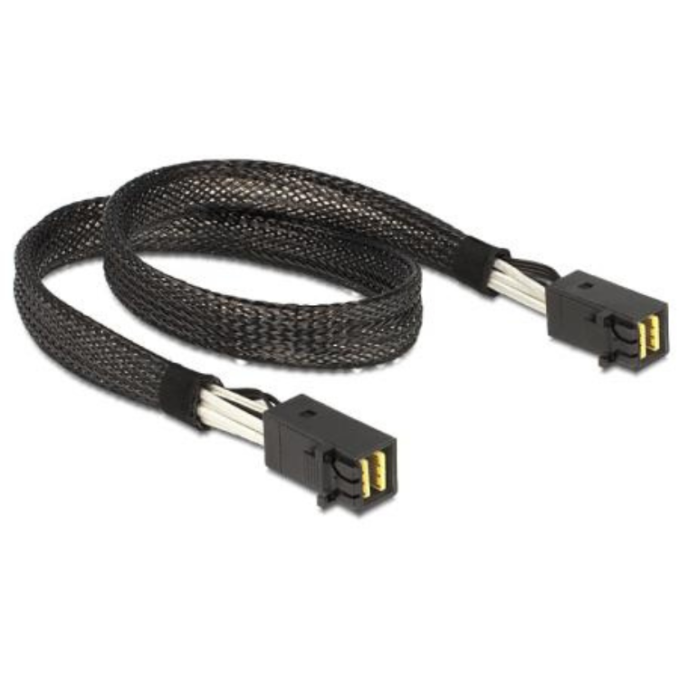 Afbeelding laden in galerijviewer, Delock mini sas hd sff-8643 > mini sas hd sff-8643 kabel (zwart, 0,5 meter)