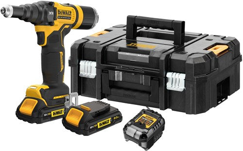 Afbeelding laden in galerijviewer, Dewalt dcf403d2gt-qw accu klinknagelpistool | 4,8 mm | xr 18v | 2x 2,0ah accu's + lader | in koffer - dcf403d2gt-qw