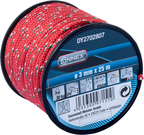 Afbeelding laden in galerijviewer, Connex pes touw rood 3mmx25m - dy2702807