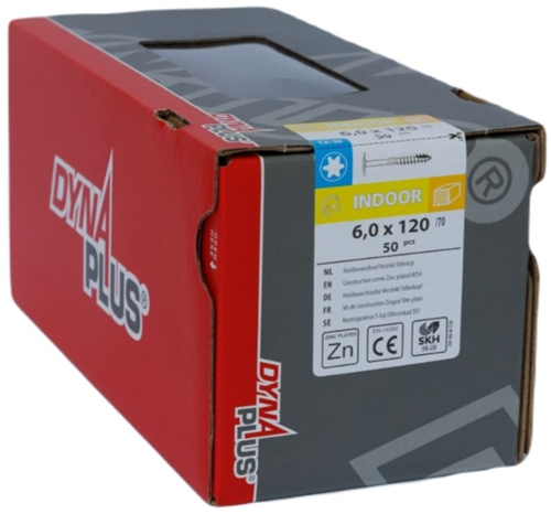 Afbeelding laden in galerijviewer, Dynaplus houtbouwschroef verzinkt tellerkop deeldraad +snijpunt torx tx30 6.0x120 70 | 50 stuks - 0286.01.50801