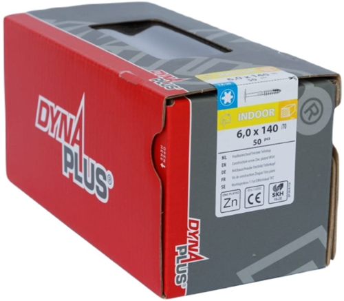 Afbeelding laden in galerijviewer, Dynaplus houtbouwschroef verzinkt tellerkop deeldraad +snijpunt torx tx30 6.0x140 70 | 50 stuks - 0286.01.51001