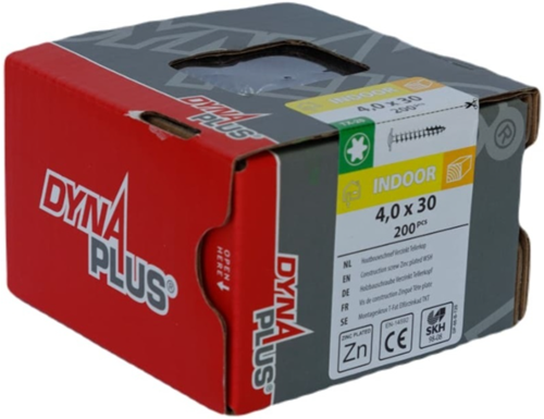 Afbeelding laden in galerijviewer, Dynaplus houtbouwschroef verzinkt tellerkop voldraad +snijpunt torx tx20 4.0x30 | 200 stuks - 0286.01.25201