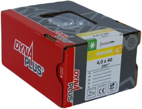 Afbeelding laden in galerijviewer, Dynaplus houtbouwschroef verzinkt tellerkop voldraad +snijpunt torx tx20 4.0x40 | 200 stuks - 0286.01.25601