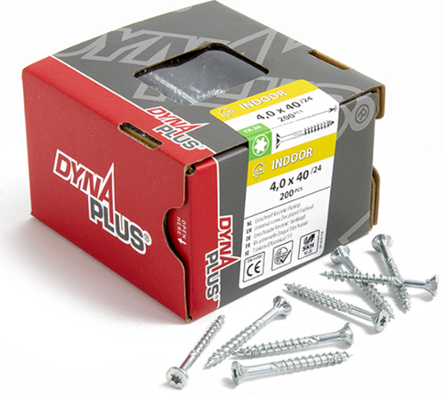Afbeelding laden in galerijviewer, Dynaplus unischroef spaanplaatschroef verzinkt platkop deeldraad torx tx20 4.0x40 24 | 200 stuks - 0281.01.25602