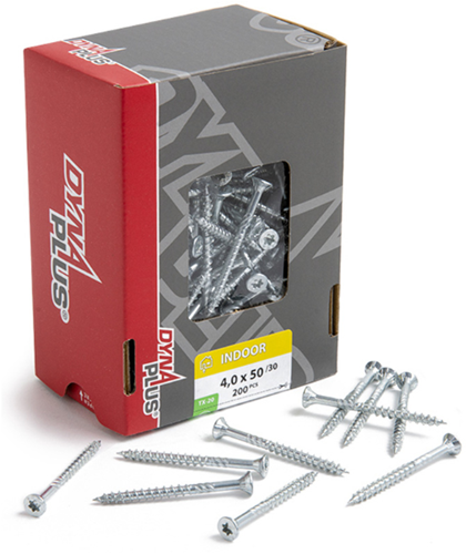 Afbeelding laden in galerijviewer, Dynaplus unischroef spaanplaatschroef verzinkt platkop deeldraad torx tx20 4.0x50 30 | 200 stuks - 0281.01.25902