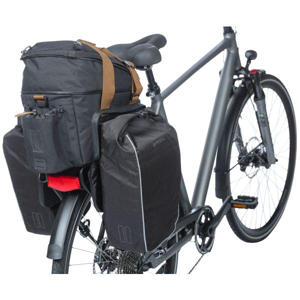Afbeelding laden in galerijviewer, Basil Miles XL Pro bagagedragertas, zwart, polyester, waterdicht, 9-36L