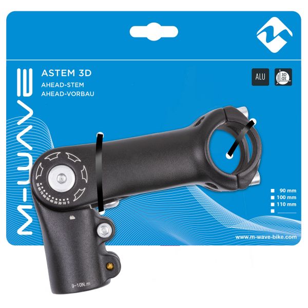 Afbeelding laden in galerijviewer, M-Wave Stuurpen verstelbaar ST-C2.1 90mm ahead 1 1 8 ø31.8mm zwart