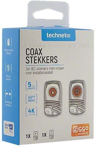 Afbeelding laden in galerijviewer, Enzo technetics set 2 stuks coaxpluggen haaks metaal 4g - 2074010