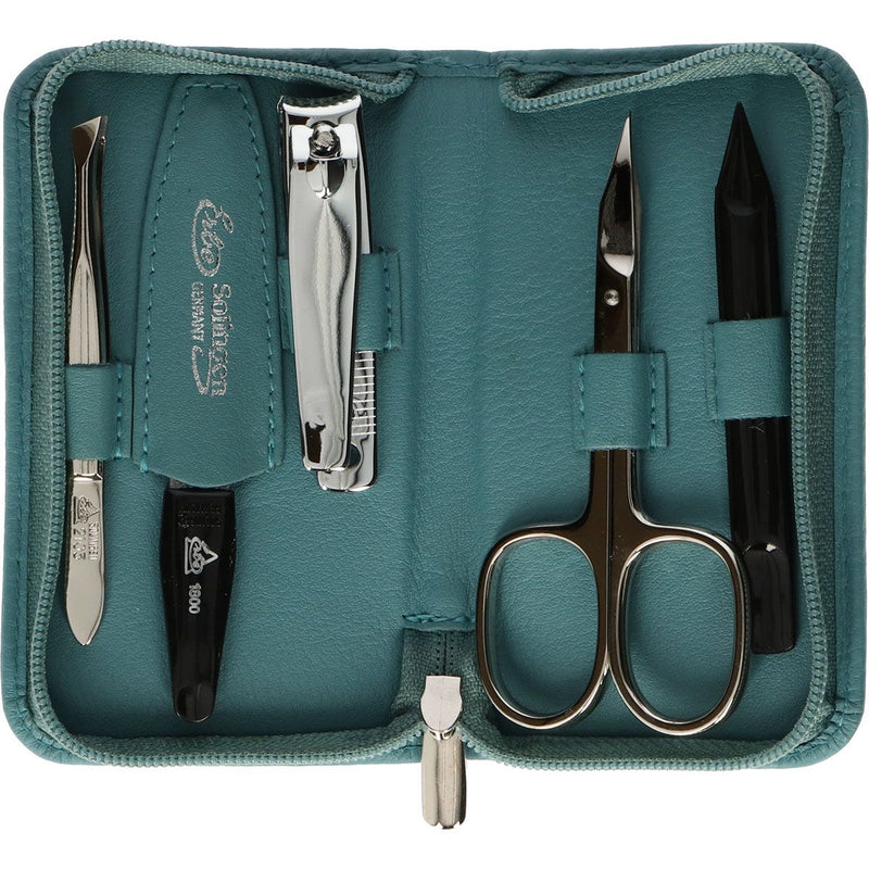 Afbeelding laden in galerijviewer, Erbe solingen 5-delige manicure etui met ritssluiting turquoise (erbe9204)