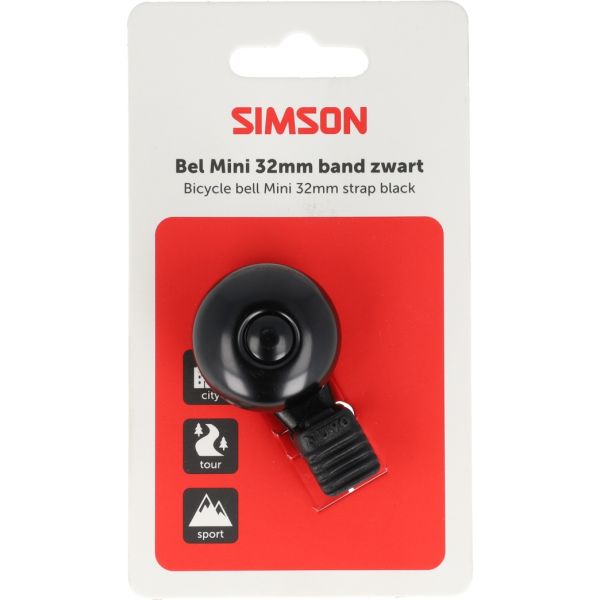 Afbeelding laden in galerijviewer, Simson bel mini 32mm flex-band bevestiging zwart