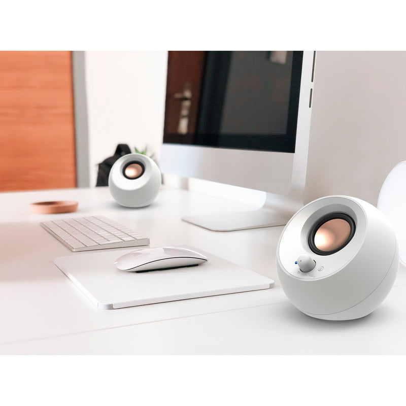 Afbeelding laden in galerijviewer, Creative pebble v3 pc-luidspreker (wit, bluetooth, usb-c, aux)